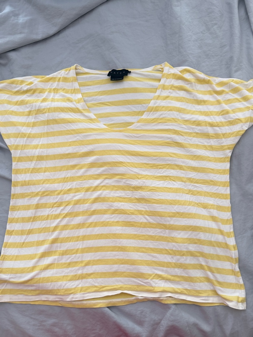 Hatch Yellow and White Striped Tee